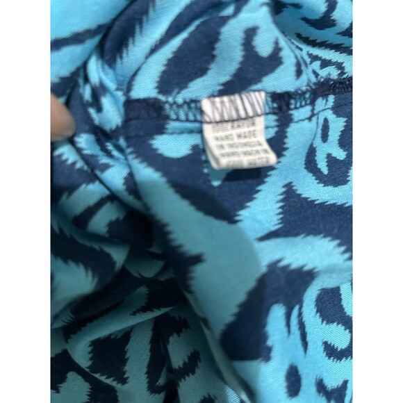 Women's 3/4 Sleeve Open V-Neck Floral Dress (Turquoise & Navy, OS) Midi - Picture 6 of 6